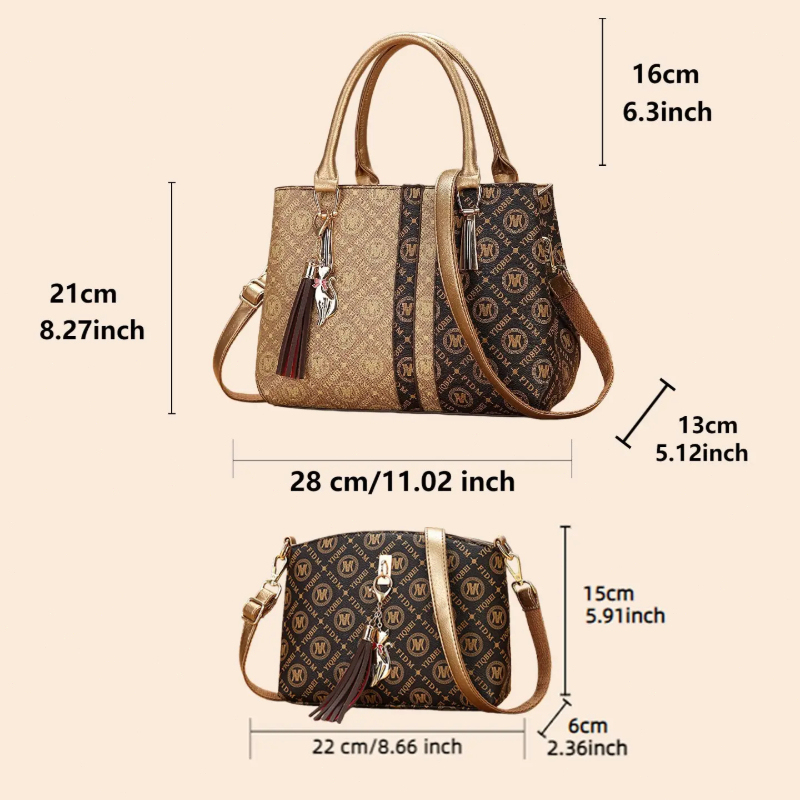 Women's Handbag Set with Shoul - Vintage Zipper 评论和价格
