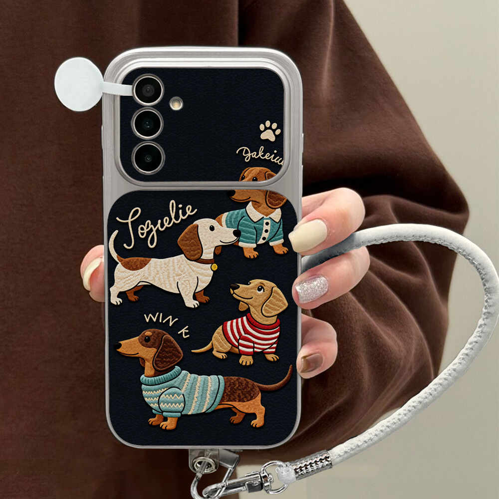 Cartoon Dachshund Phone Case F - Camera Leather Case 评论和价格