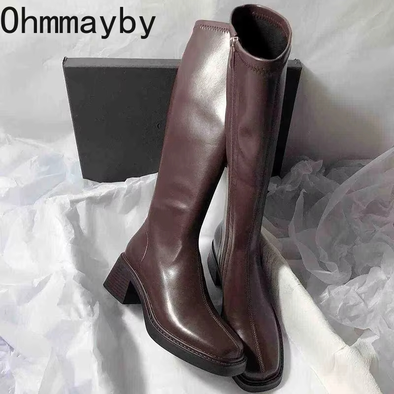 Vintage Thick Heel Women Knee  - Vintage Zipper 评论和价格
