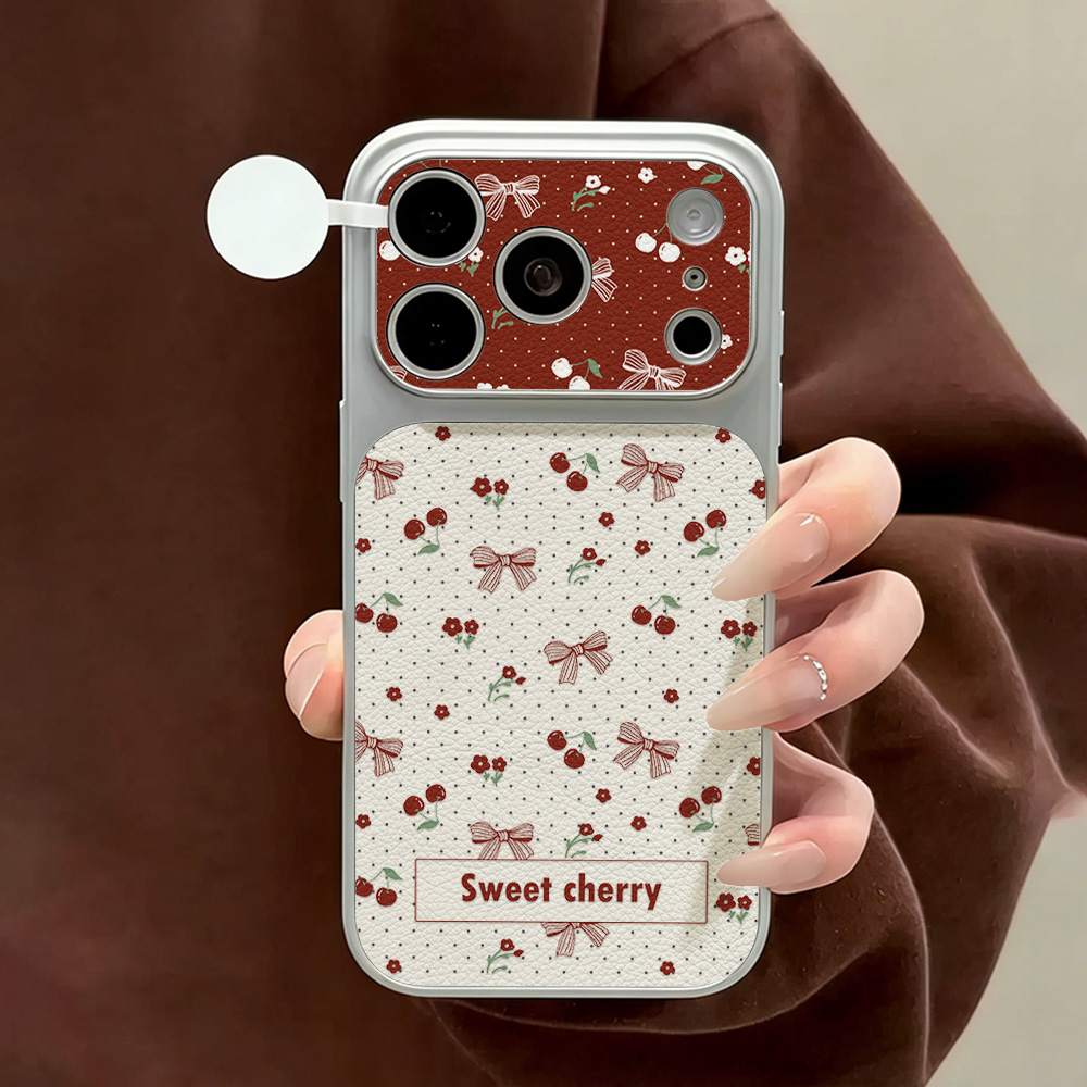 Sweet Cherry Bow Leather Phone - Camera Leather Case 评论和价格
