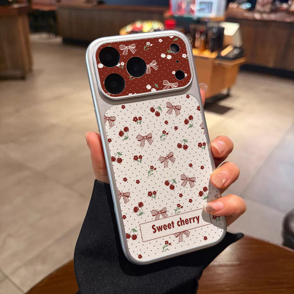 Sweet Cherry Bow Leather Phone - Camera Leather Case 评论和价格