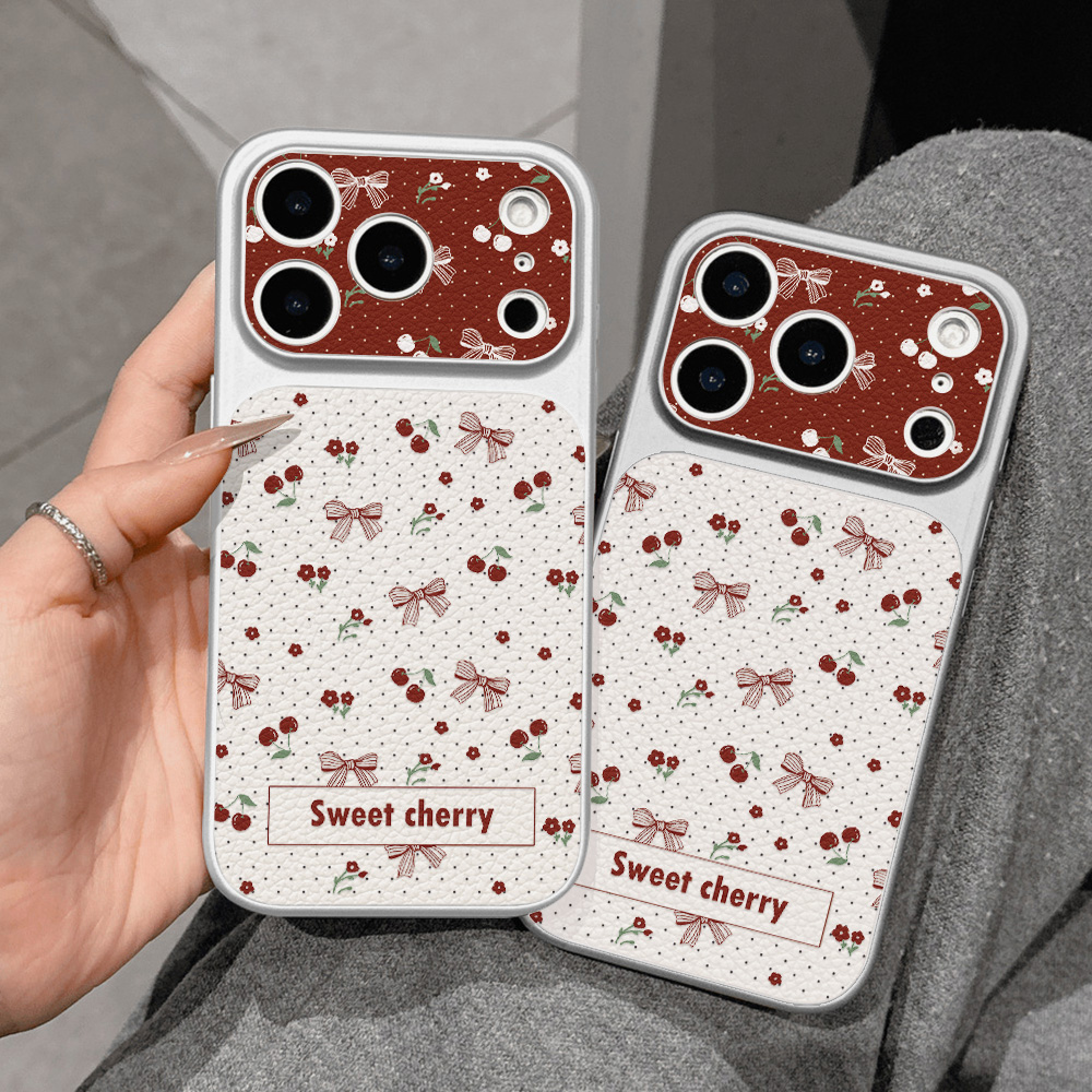 Sweet Cherry Bow Leather Phone - Camera Leather Case 评论和价格