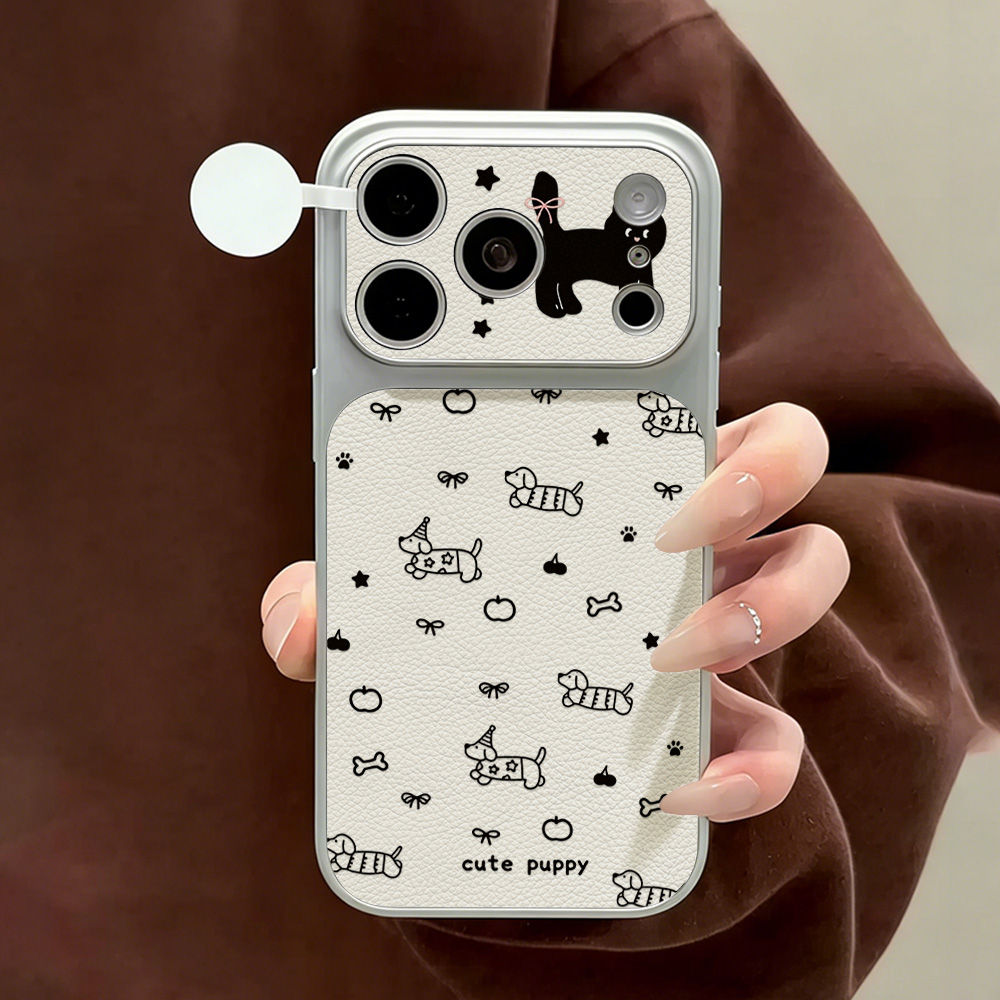 Cute Puppy Leather Phone Case  - Camera Leather Case 评论和价格