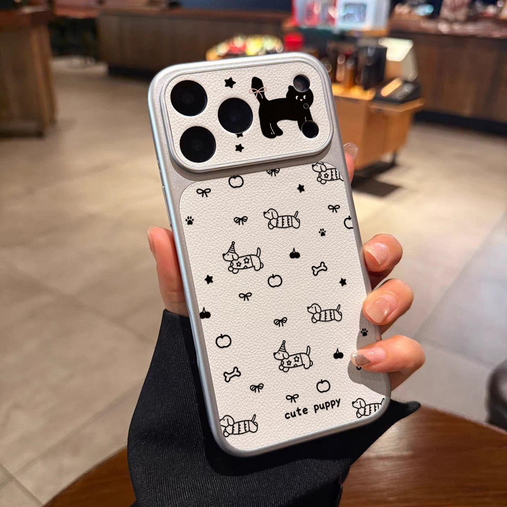 Cute Puppy Leather Phone Case  - Camera Leather Case 评论和价格
