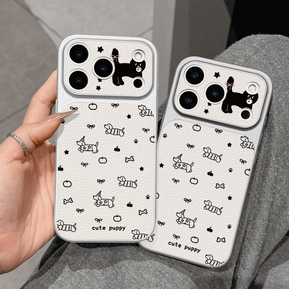 Cute Puppy Leather Phone Case  - Camera Leather Case 评论和价格